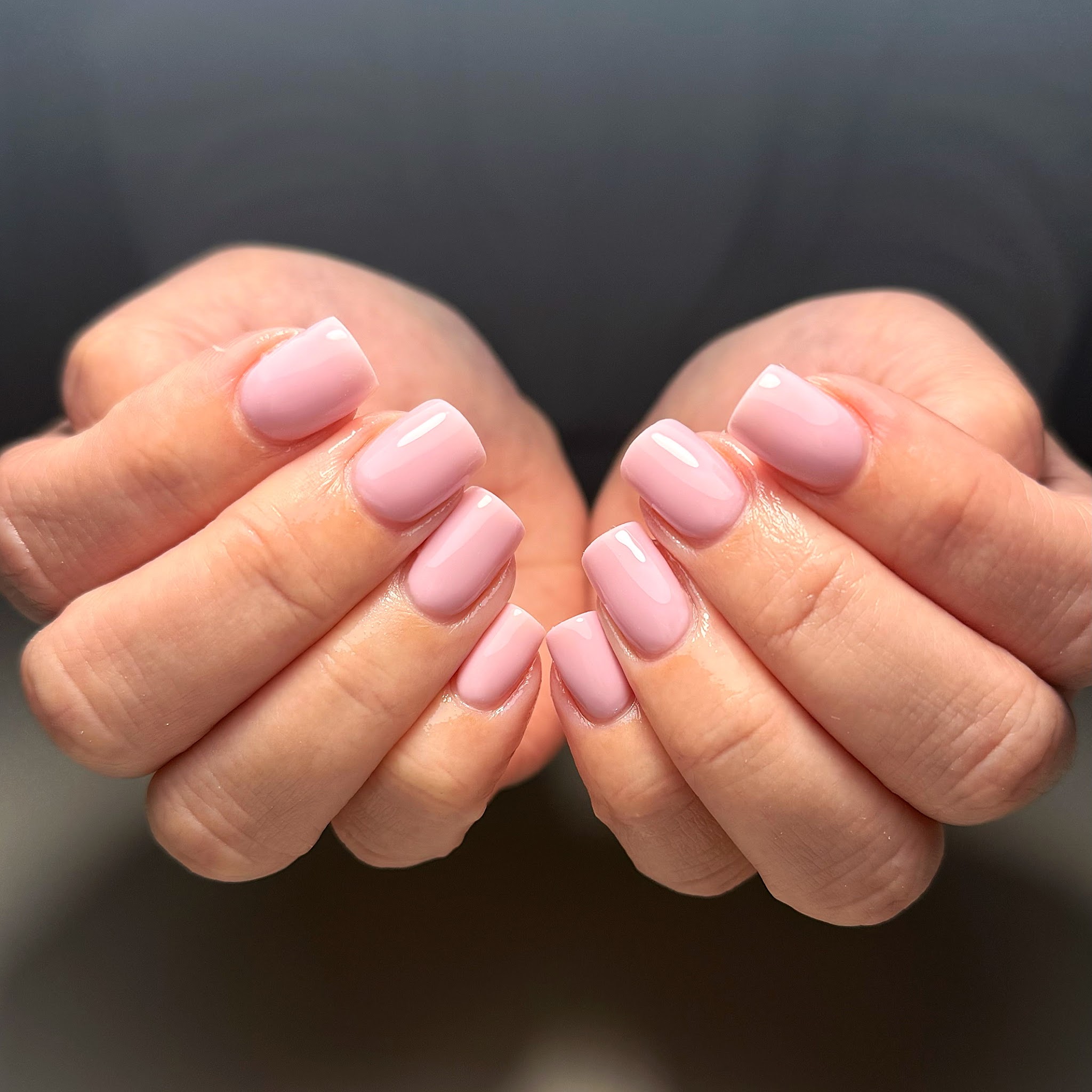 Short square nails in soft pink